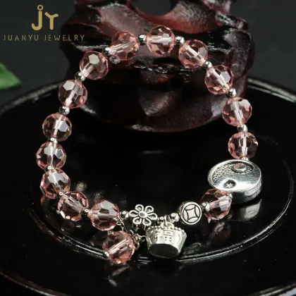 Tai Chi Crystal Bead Bracelets: Healing Pink Colored Chakra Quartz Jewelry