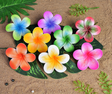 3 1/2 Printed Handmade Foam Plumeria Hair Pick
