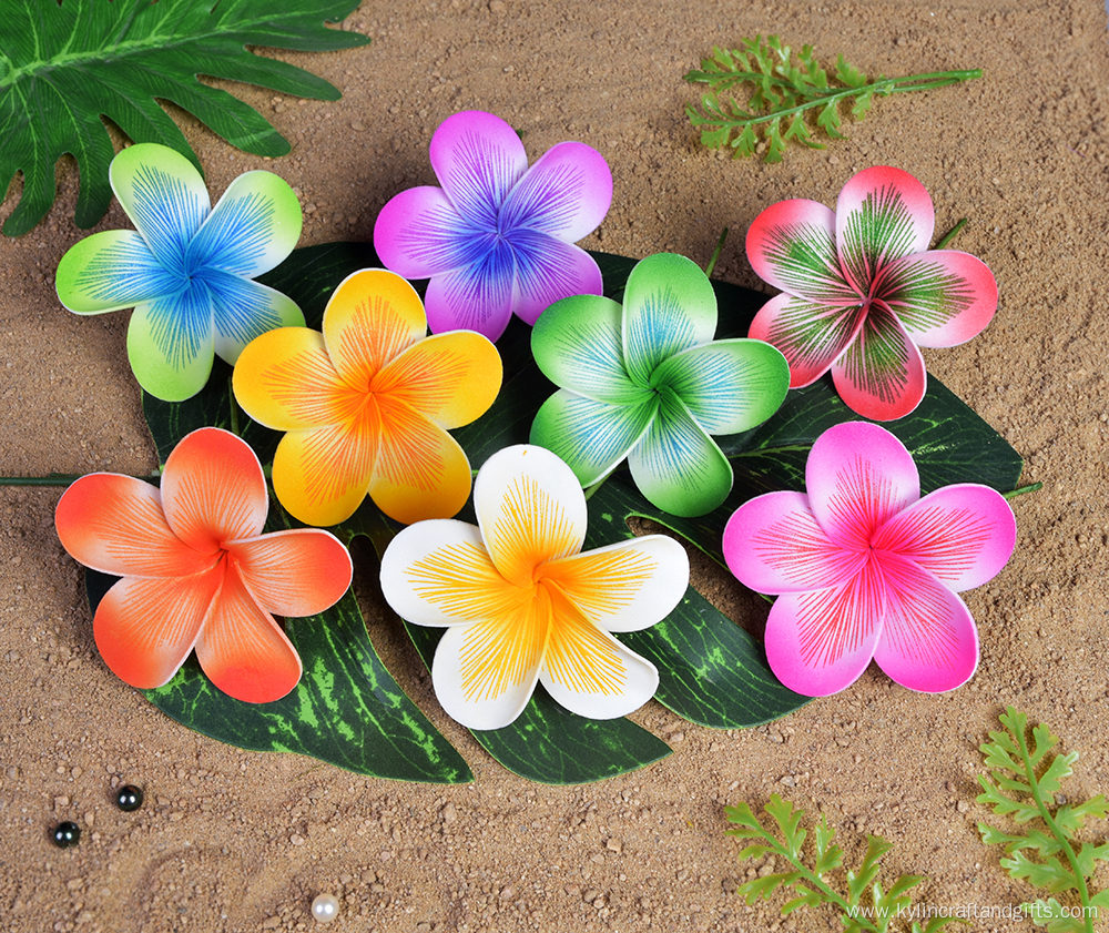 3 1/2 Printed Handmade Foam Plumeria Hair Pick