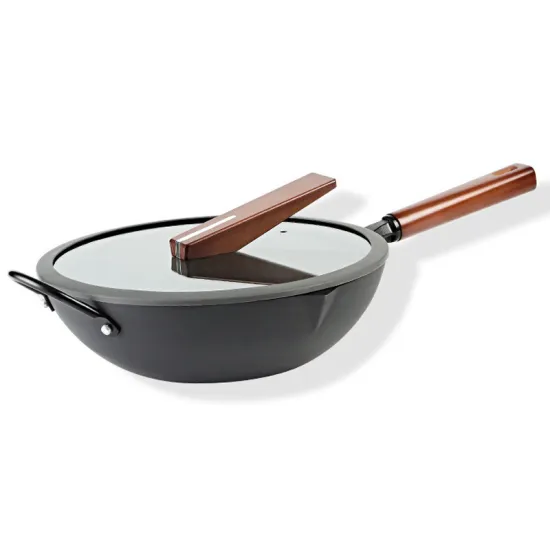 Professional Nonstick Deep Frying Pan with Glass Lid, Heat Indicator & Induction Compatibility