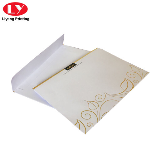 Custom Gold Logo White Gift Envelope with Window