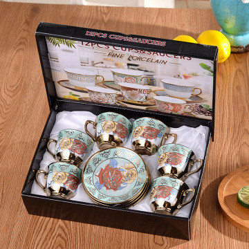 Factory Wholesale Luxury Ceramic Porcelain Tea Coffee Cups and Saucers for Gift Sets