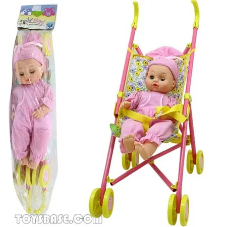 Plastic Toys: Fold Roll Strollers with Doll,3 Assorted DZE63088