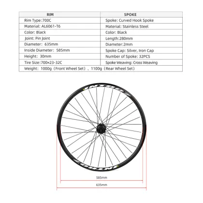 POLSO Road bike wheels disc brake 700*32C
