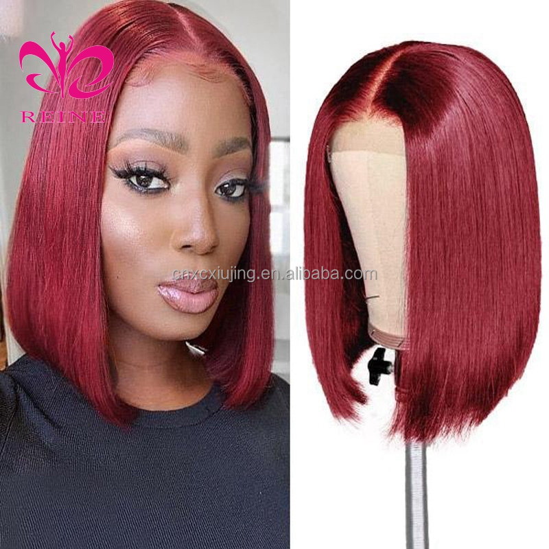 Ombre Bob Lace Frontal Wig Human Hair Brazilian Virgin Remy Hair Glueless Short Silky Straight Bob Wig with Pre-plucked Hairline