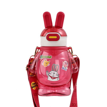 Rabbit Cartoon Children's Outdoor Sports Water Bottle with Straw Cover