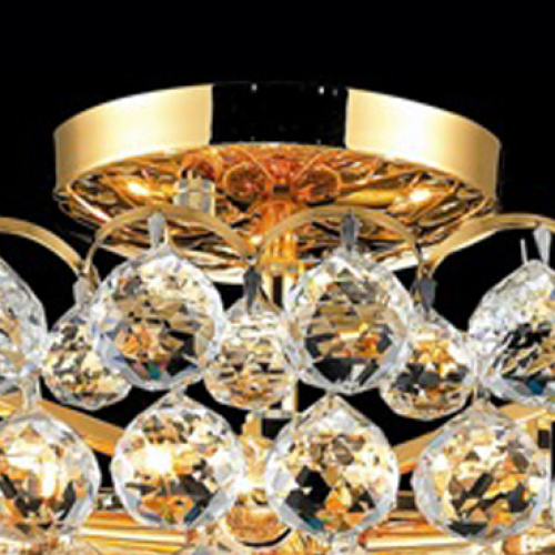 Decorations gold finish round crystal ceiling light globe