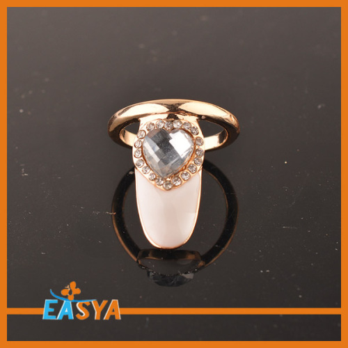 Fesyen emas Crystal Rhinestone jantung kuku jari cincin, cincin Midi