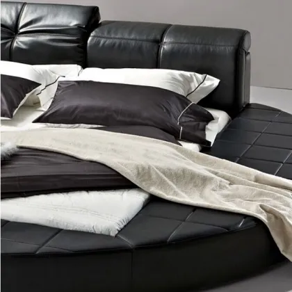 Bedroom Furniture Modern Leather Bed, latest leather round bed design, hotel bed P606
