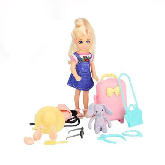 EPT Dollar Toys Full-Body Girl Doll: Happy Travel Series - Complete Playset with Clothes, Accessories, and Luggage