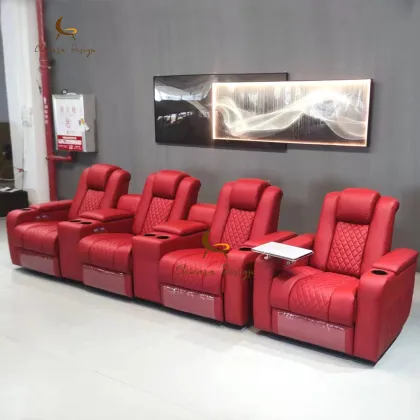 Red Leather Electric Massage Cinema Chair