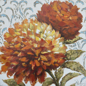 Orange Hues Florals Art Dahlia Oil Painting