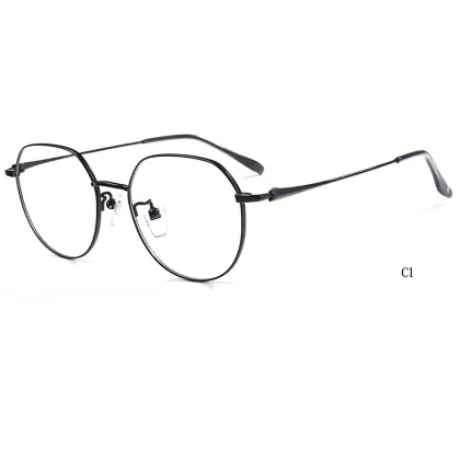 High-End Oval B-Titanium Eyeglasses Frames with Acetate Tips - Premium Two-Tone Optical Frames