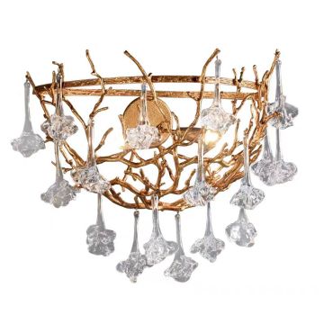 All Copper Wall Sconce Rose Branch Lamp for Luxury Bedroom and Living Room Decoration