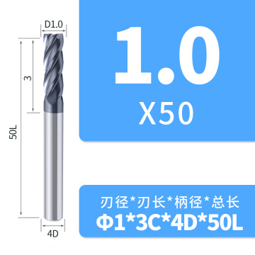 45HRC Carbide Flat End Mill 4F fekete bevonat