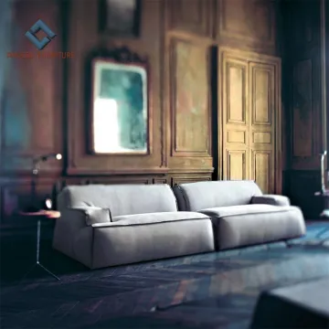 Modern Luxury Damsac Nubuck Leather Sectional Sofa for Home Living Room