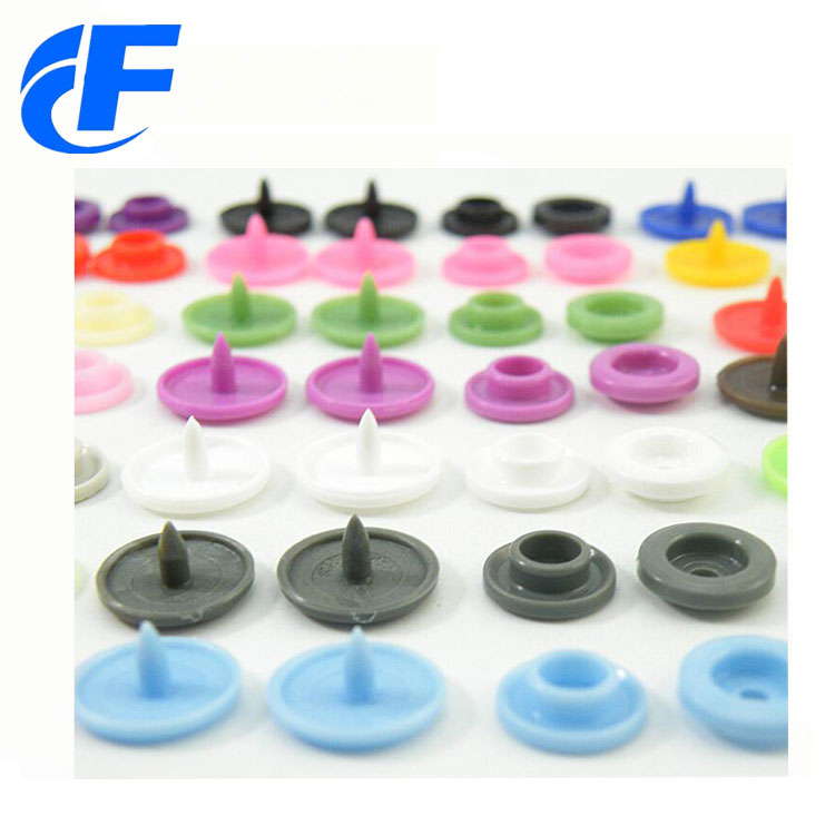 Colourful four parts prong plastic snap button