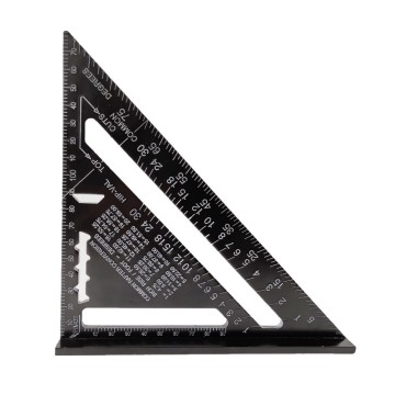 7 Inch Black Aluminum Angle Metal Triangular Scale Woodworking Ruler