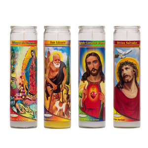 Mexican Religious 7 Day Candles With Custom Stickers