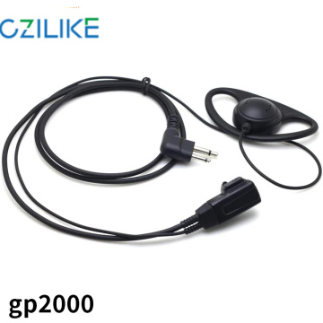 GP2000 Earphone 2 Pin D Shape Headset Mic PTT for Walkie Talkies