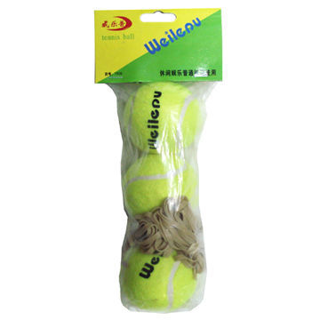 Tennis balls, made of natural rubber cores and polyester felt
