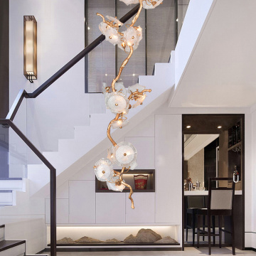 Modern LED Ceiling Lamp - Resin Tree Glass Leaf Luxury Pendant Lamp