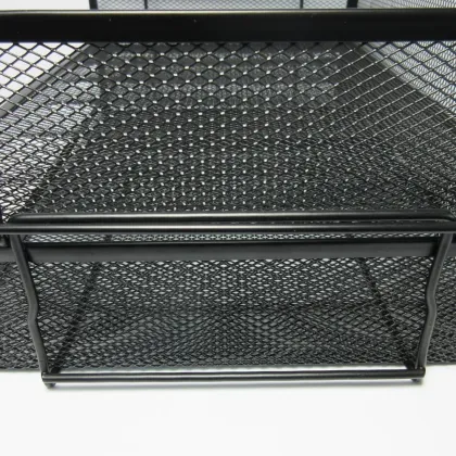 Black Wire Mesh Desk Organizer - 2 Tier Metal File Tray