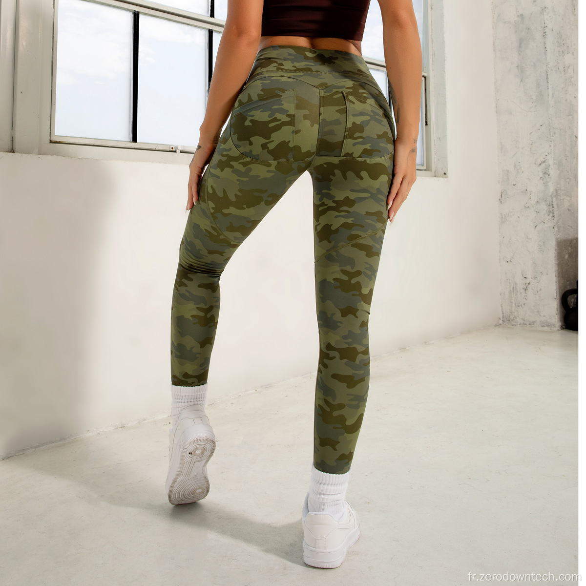 Camouflage nude sport yoga taille haute