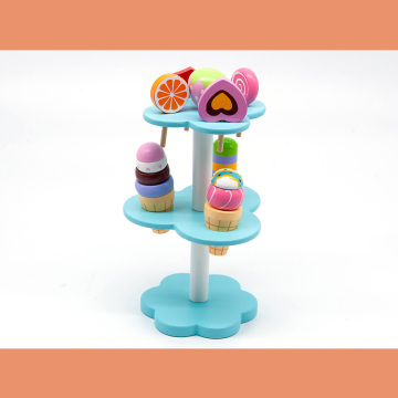 ウッドアイスクリームおもちゃ、木のおもちゃの人形の家具セット