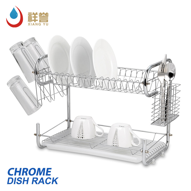 Cozinha à prova de ferrugem cromada revestimento de 2 camadas de secagem com toucador de drenagem e talheres de utensílios de utensílios de xícara