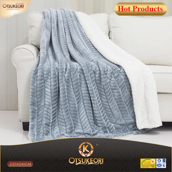 Plain diamond embossed pattern and lambs wool blanket,double ply flannel blanket with high quality.