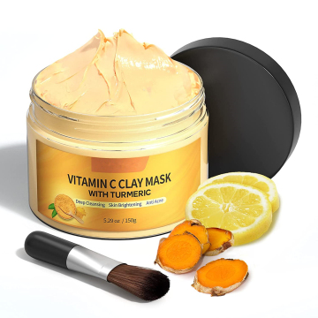 Maschera facciale argillosa di vitamina C di vitamina C con argilla caolina e curcuma per pelle radiante