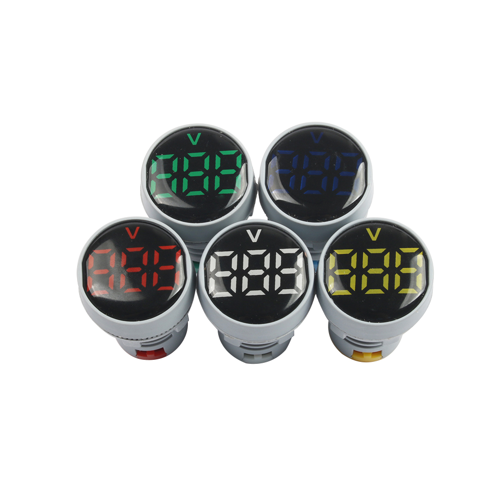 22mm AC60-500V LED Voltmeter voltage meter indicator pilot light Red Yellow Green Blue White digital ammeter column