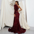 Women's One Shoulder Cutout Formal Sequin Prom Dress