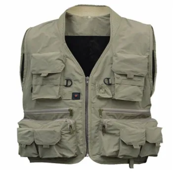 Men's Multi-Pocket Polyester Fly Fishing Vest - Safari Style V-neck Outerwear