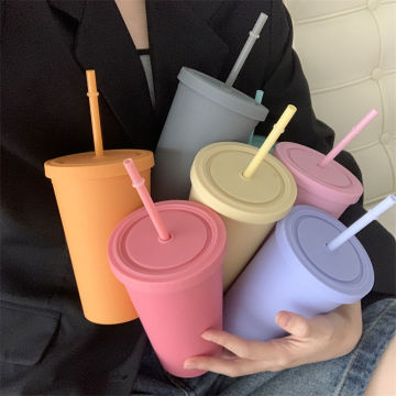 Saman ve kapaklı toptan özel logo BPA ücretsiz bardak - buzlu kahve ve seyahat için yeniden kullanılabilir plastik bardaklar