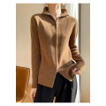 Half high collar simple solid color cardigan woman