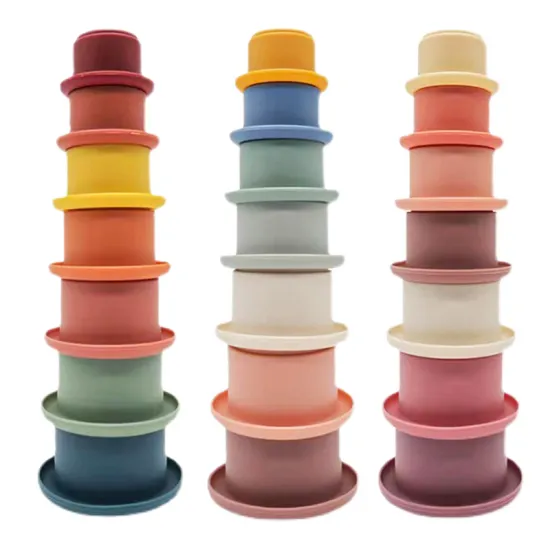 Stacked Silicone Montessori Sensory Baby Stacking Toy for Early Education
