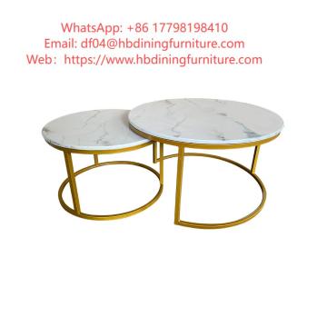 Dining Furniture Round Marble Coffee Table High Quality Metal Frame Sturdy and Durable Factory Direct Sales Coffee Table