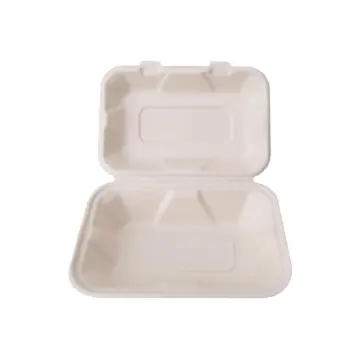 600ml Greaseproof Microwavable Bagasse Biodegradable Sandwich Togo Container Take Away Food Packaging Paper Bento Lunch Box