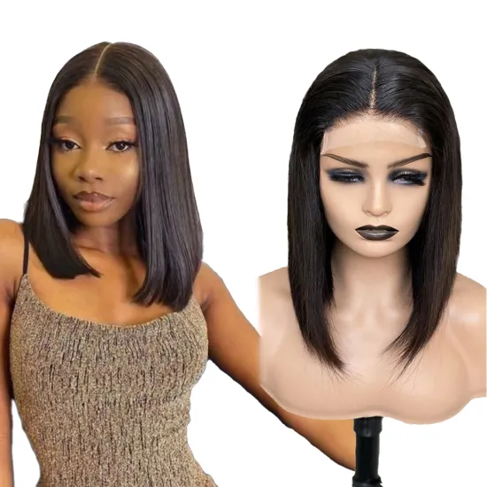 Wholesale short human hair bob wigs lace front, full lace 8 inch peruvian bob wig,virgin remy bob front lace wig human hair