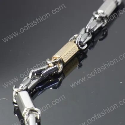 Hexangular bar links heavy man gold silver chain bracelet stainless steel bracelet heavy links