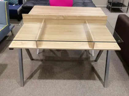 Wooden Study Desk Glass Top