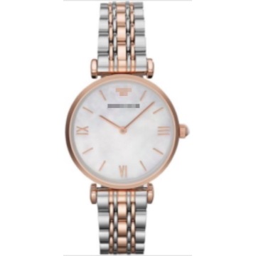Reloj de cuarzo para mujer de acero inoxidable, dos tonos, plata, oro rosa, esfera de nácar Natural de 32mm, Número romano, vestido minimalista