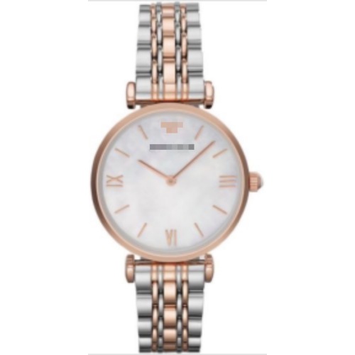 Reloj de cuarzo para mujer de acero inoxidable, dos tonos, plata, oro rosa, esfera de nácar Natural de 32mm, Número romano, vestido minimalista