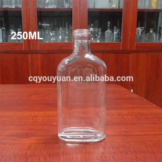 Cheap wholesale flask 250ml glass wine bottles with screw top