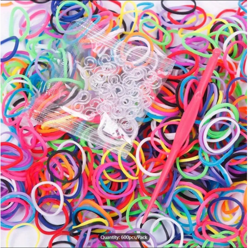 600pcs রঙিন DIY তাঁত ব্যান্ড রিফিল সেট