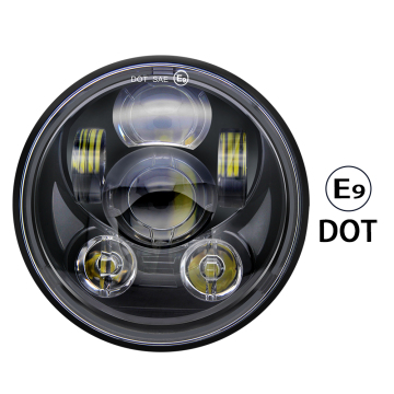 Dot E-Mark E9 LED Headlight 5.75 inch High Low Beam for Motorcycle with Parking