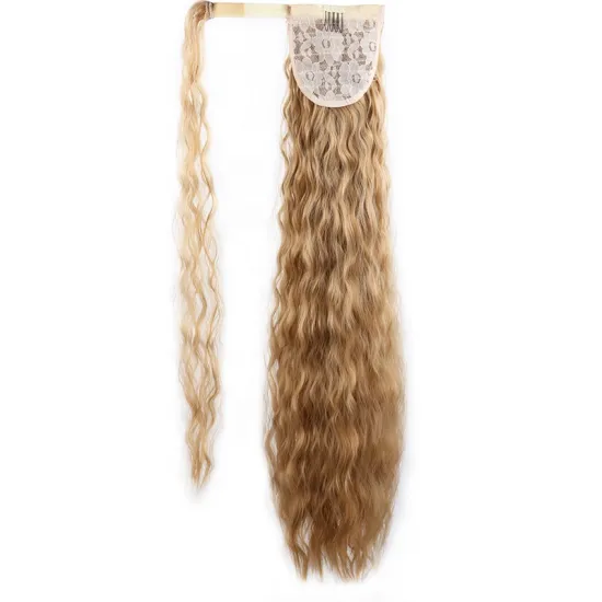 Wholesale 26'' Long Corn Wavy Kinky Curly Wrap Around ponytail 150g synthetic hair ponytails for Black woman