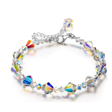 Wish Multicolor Jewelry Bracelet: AB Color Square Bead Crystal Bangles for Women